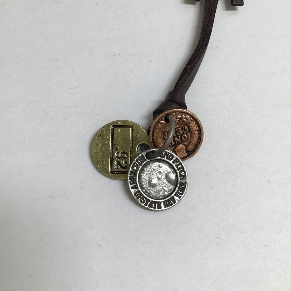 Leatherette ADJUSTABLE Necklace 3 Faux Coins Surfer Boho Style Unisex Slide NEW - Picture 2 of 13